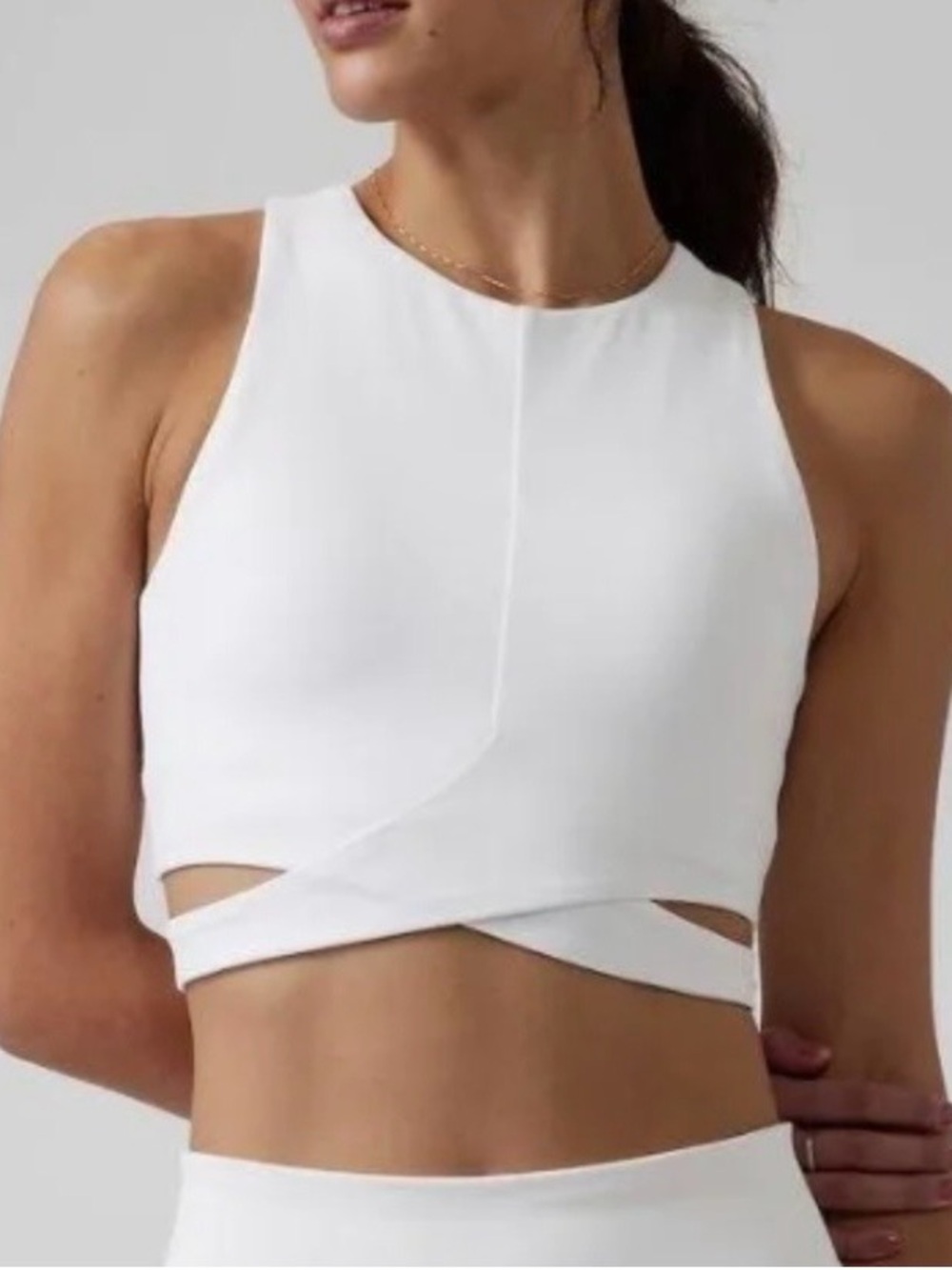 Athleta White High-Neck Cross-Waist Crop Tank